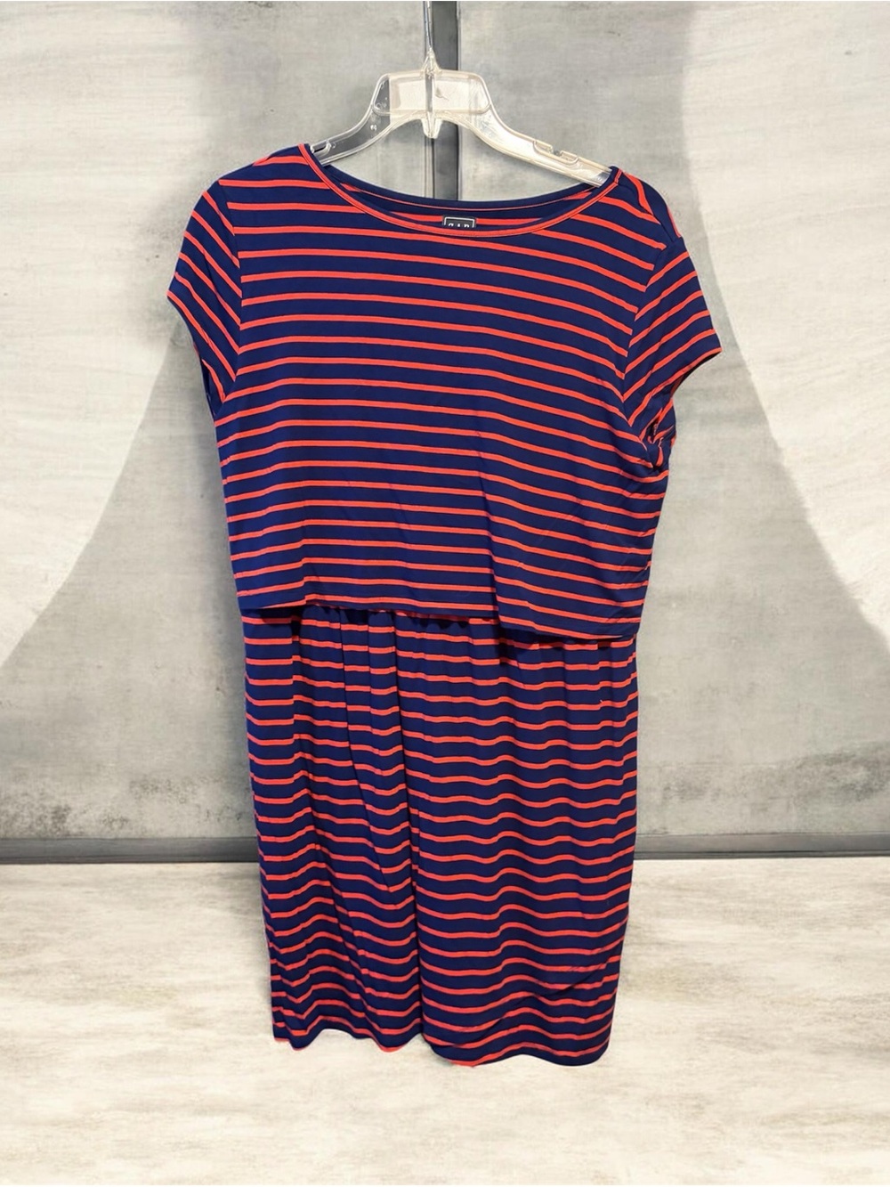 GAP maternity Navy & red Striped Short Sleeve Mini Dress